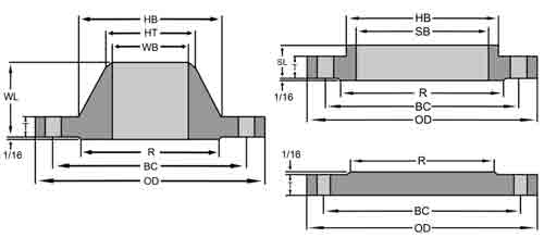 ASME B16.5 Class 150 Flange Dimensions