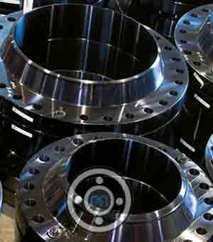 Sch.100, WELD NECK FLANGES (WN), 900 lbs, face type RTJ, ASTM A182 Gr.F11, as per ASME B16.5, beveled end as ANSI B16.25