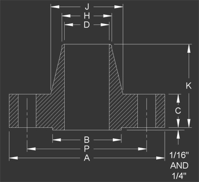 304L Stainless Steel Weld Neck Flange Tolerance